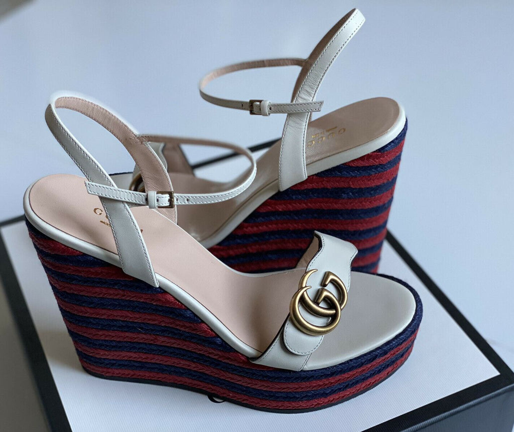 NIB Gucci Damen Plateau Espadrille Mystic White Sandalen 10 US (40 Eu) 624314 