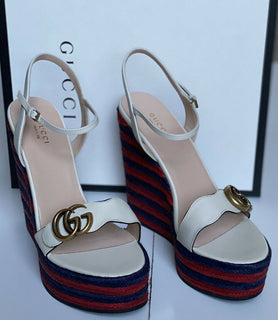 NIB Gucci Damen Plateau Espadrille Mystic White Sandalen 10 US (40 Eu) 624314 