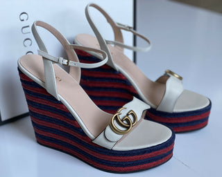 NIB Gucci Damen Plateau Espadrille Mystic White Sandalen 10 US (40 Eu) 624314 