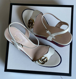 NIB Gucci Damen Plateau Espadrille Mystic White Sandalen 10 US (40 Eu) 624314 