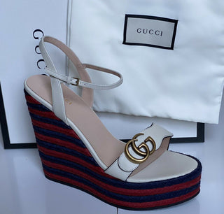 NIB Gucci Damen Plateau Espadrille Mystic White Sandalen 10 US (40 Eu) 624314 