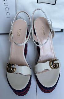 NIB Gucci Damen Plateau Espadrille Mystic White Sandalen 10 US (40 Eu) 624314 