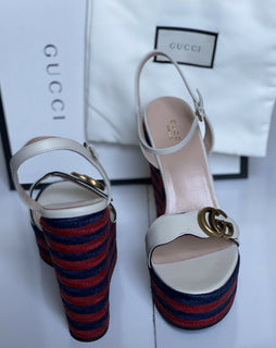 NIB Gucci Damen Plateau Espadrille Mystic White Sandalen 10 US (40 Eu) 624314 