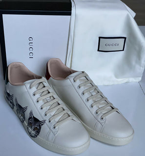 NIB Gucci Ace Mystic Cats Leder Low Top Sneakers 10,5 US (40,5 Euro) 577147 