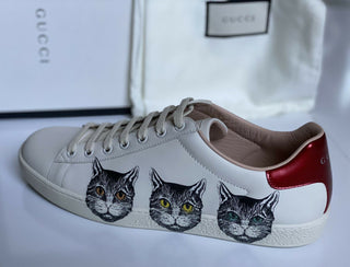 NIB Gucci Ace Mystic Cats Leder Low Top Sneakers 10,5 US (40,5 Euro) 577147 