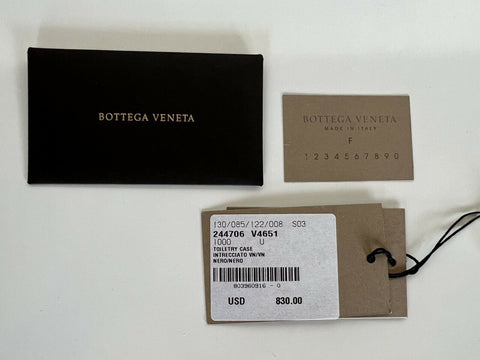 NWT 830 $ Bottega Veneta Black Intrecciato Kulturbeutel 244706 Italien 