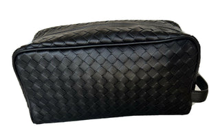 NWT 830 $ Bottega Veneta Black Intrecciato Kulturbeutel 244706 Italien 