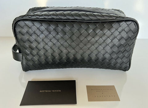 NWT 830 $ Bottega Veneta Black Intrecciato Kulturbeutel 244706 Italien 