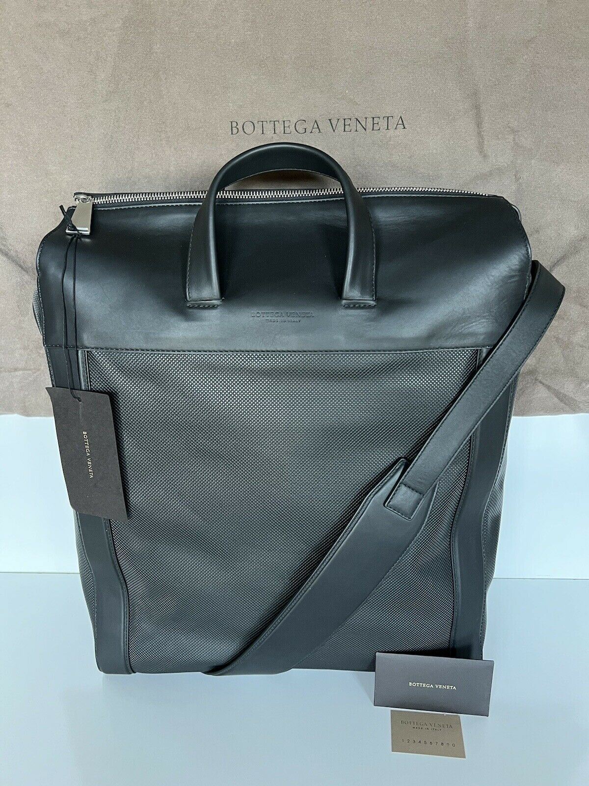 NWT $2790 Bottega Veneta Black Vertical Tote in Textured and Smooth Leather Bag