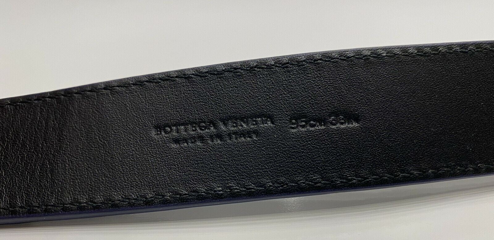 NWT $550 Bottega Veneta Intrecciato Nappa Leather Dark Blue Belt 95/38 451863