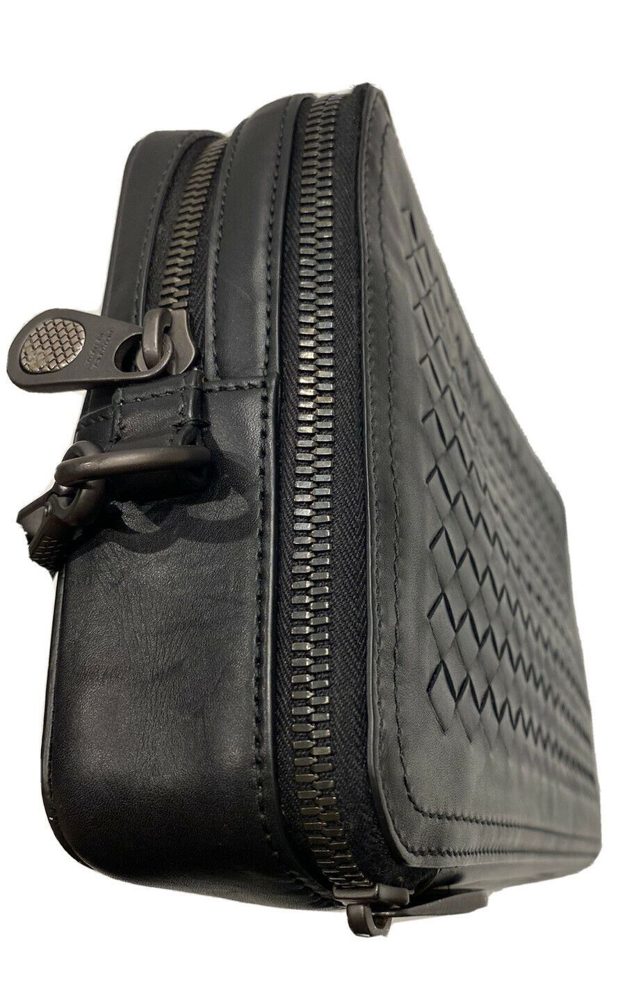 NWT $1550 Bottega Veneta Intrecciato Leather Zip-around Wristlet Black 551814