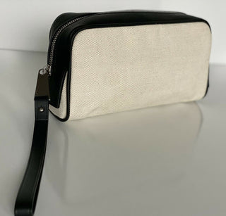 Neu mit Etikett: Bottega Veneta Canvas/Leder Kleine Kulturtasche 575557 Hergestellt in Italien