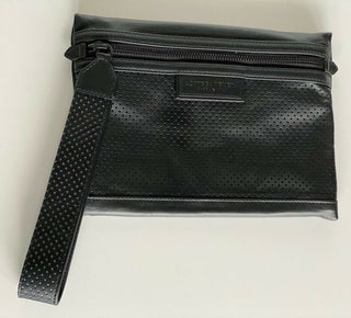Neu mit Etikett: 670 $ Bottega Veneta Leggero Armband-Geldbörse aus perforiertem Leder Schwarz 566199