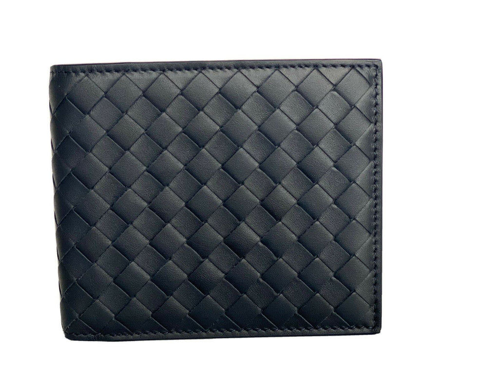 NWT $460 Bottega Veneta Intrecciato Leather Blue Bi-fold Wallet 113993