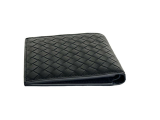 NWT $460 Bottega Veneta Intrecciato Leather Blue Bi-fold Wallet 113993