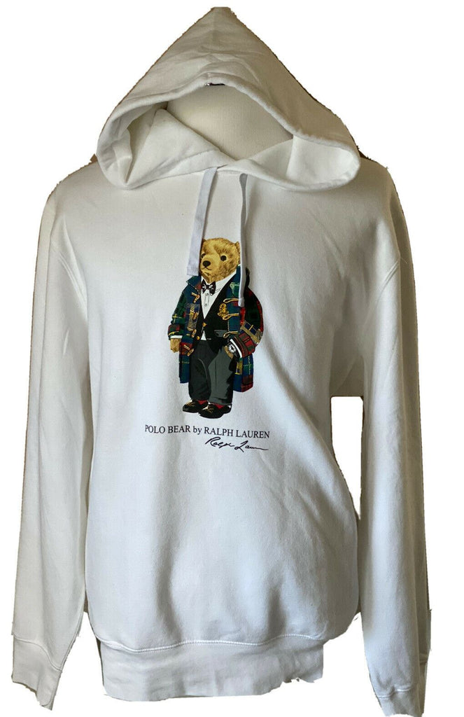 Neu mit Etikett: 168 $ Polo Ralph Lauren Bärenpullover mit Kapuze Weiß 2XL/TTG