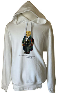 Neu mit Etikett: 168 $ Polo Ralph Lauren Bärenpullover mit Kapuze Weiß 2XL/TTG