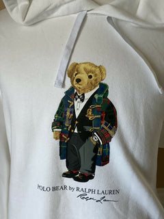 Neu mit Etikett: 168 $ Polo Ralph Lauren Bärenpullover mit Kapuze Weiß 2XL/TTG