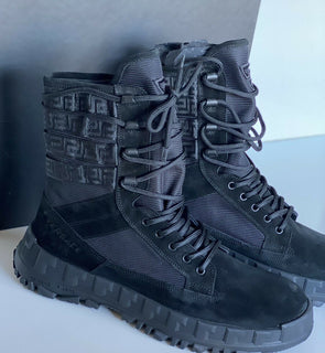 NIB $ 1125 Versace Wildleder schwarze Stiefeletten 10 US (43 Euro) DSU7885 Italien 