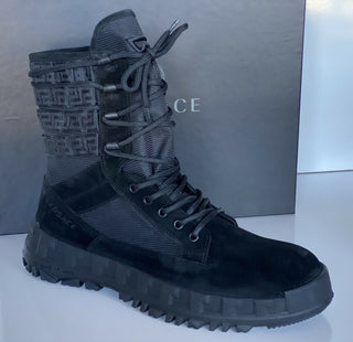 NIB $ 1125 Versace Wildleder schwarze Stiefeletten 10 US (43 Euro) DSU7885 Italien 