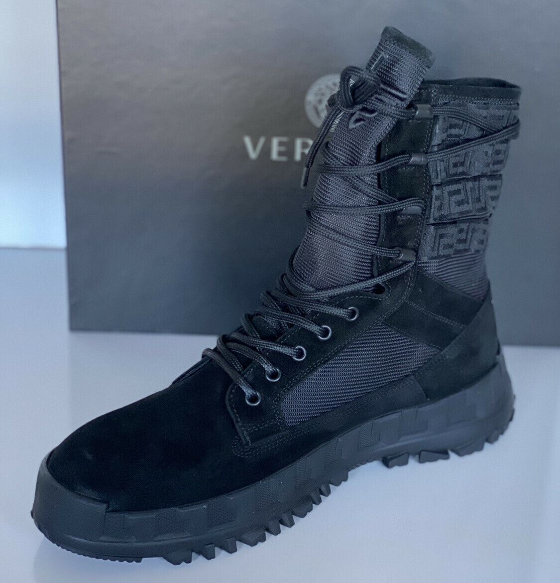 NIB $1125 Versace Suede Black Ankle Boots 10 US (43 Euro) DSU7885 Italy