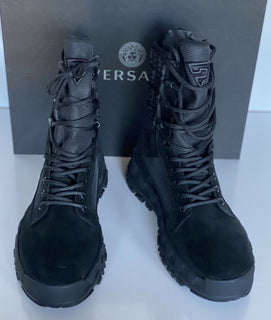 NIB $ 1125 Versace Wildleder schwarze Stiefeletten 10 US (43 Euro) DSU7885 Italien 