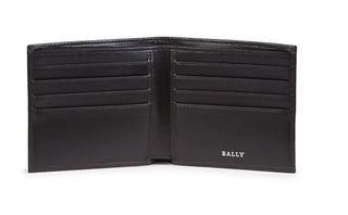 Neu mit Etikett: 340 $ BALLY Herren-Geldbörse Tollen aus gestreiftem Kalbsleder in Schokoladenbraun 6233896
