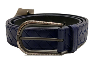 NWT 550 $ Bottega Veneta Intrecciato Nappaleder Dunkelblauer Gürtel 80/32 451863 