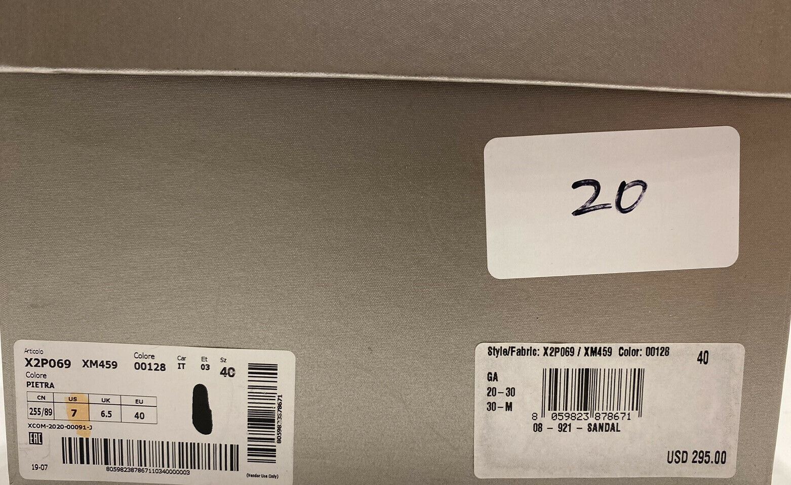 NIB $295 Giorgio Armani Men's Rubber Gray/Black Sandals 7 US (40 Eu) IT X2P069