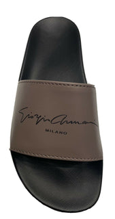 NIB $295 Giorgio Armani Herren-Sandalen aus Gummi in Grau/Schwarz 9,5 US (43 Eu) IT X2P069 
