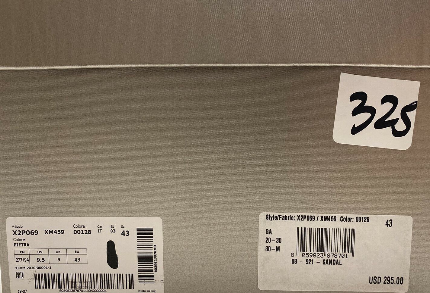 NIB $295 Giorgio Armani Men's Rubber Gray/Black Sandals 9.5 US (43 Eu) IT X2P069