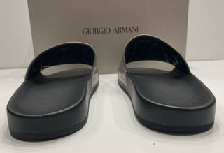 NIB 295 $ Giorgio Armani Herren-Sandalen aus Gummi in Grau/Schwarz 11,5 US (46 Eu) X2P069 