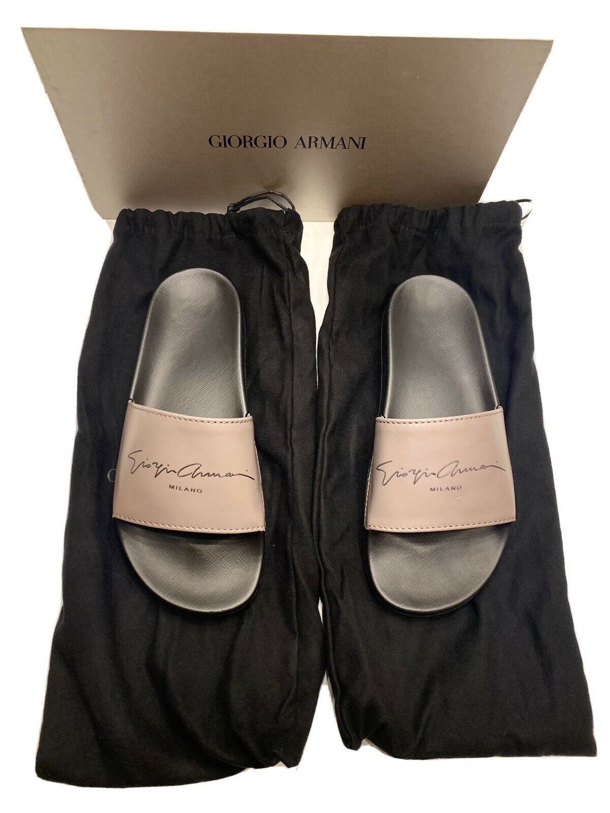 NIB 295 $ Giorgio Armani Herren-Sandalen aus Gummi in Grau/Schwarz 11,5 US (46 Eu) X2P069 