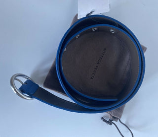 NWT 354 $ Bottega Veneta Intrecciato Nappaleder Dunkelblauer Gürtel 80/32 298294 