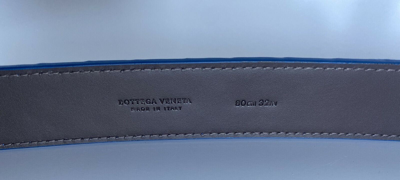 NWT $354 Bottega Veneta Intrecciato Nappa Leather Dark Blue Belt 80/32 298294