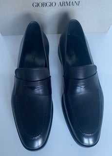 NIB $ 595 Giorgio Armani Herren-Penny-Loafer-Schuhe aus schwarzem Leder 11 US X2A314