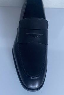 NIB $ 595 Giorgio Armani Herren-Penny-Loafer-Schuhe aus schwarzem Leder 11 US X2A314