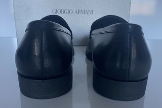 NIB $ 595 Giorgio Armani Herren-Penny-Loafer-Schuhe aus schwarzem Leder 11 US X2A314