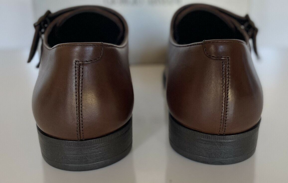 NIB $725 Giorgio Armani Men’s Brown Leather Monk Strap Shoes 9.5 US X2L096 Italy
