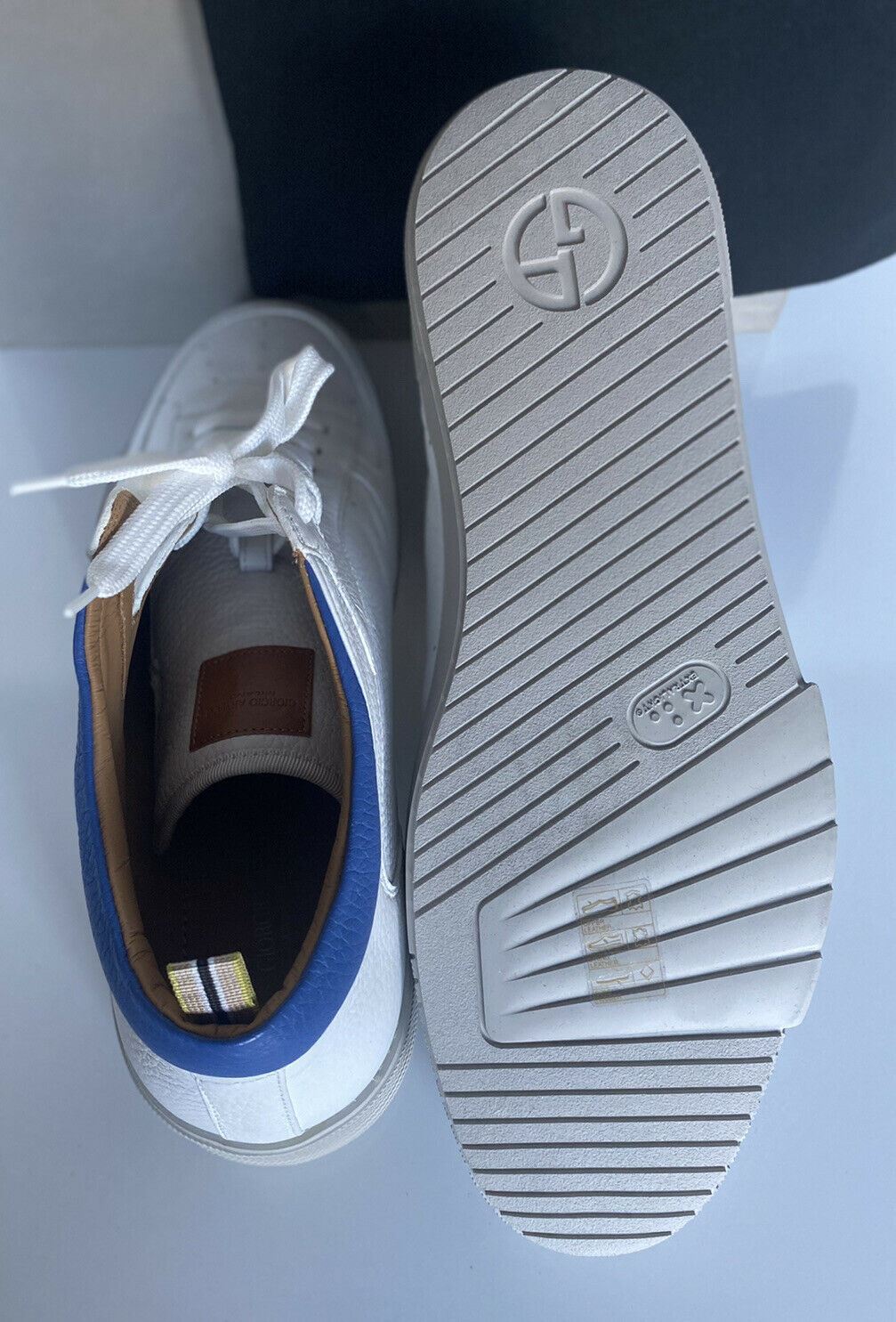 NIB 875 $ Giorgio Armani Herren-Sneakers in Weiß, 12,5 US (45,5 Euro) X2Z020 
