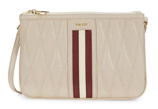 NWT 550 $ Bally Drice Umhängetasche aus gestepptem Leder in Beige 