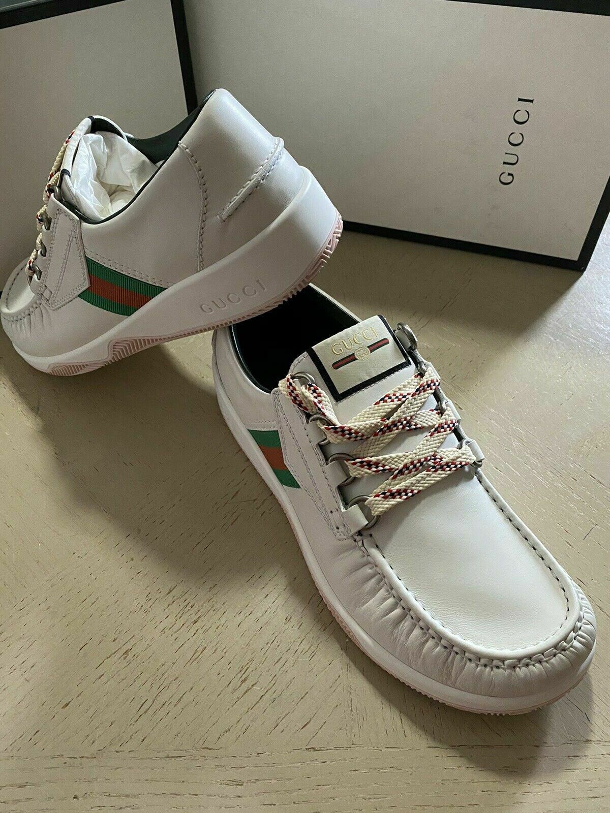 New Gucci Men’s Leather Sneakers Shoes White 9 US ( 8 UK ) Italy 575399