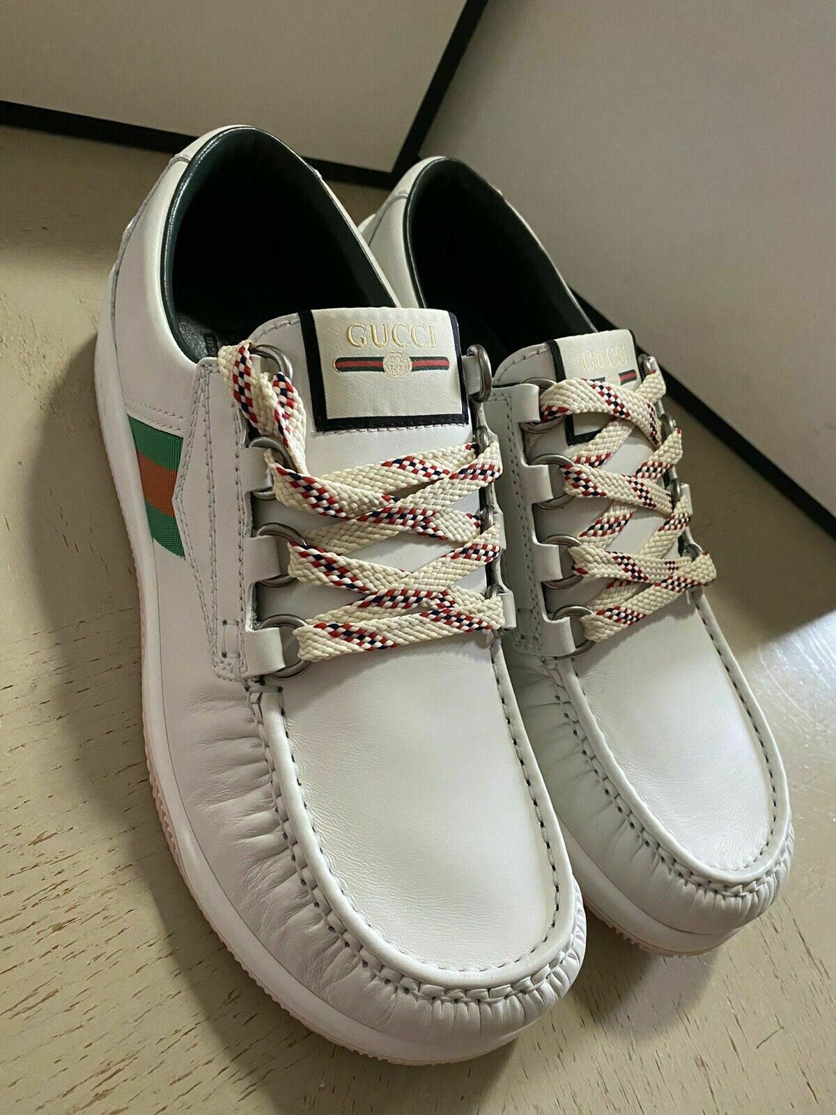 New Gucci Men’s Leather Sneakers Shoes White 9 US ( 8 UK ) Italy 575399