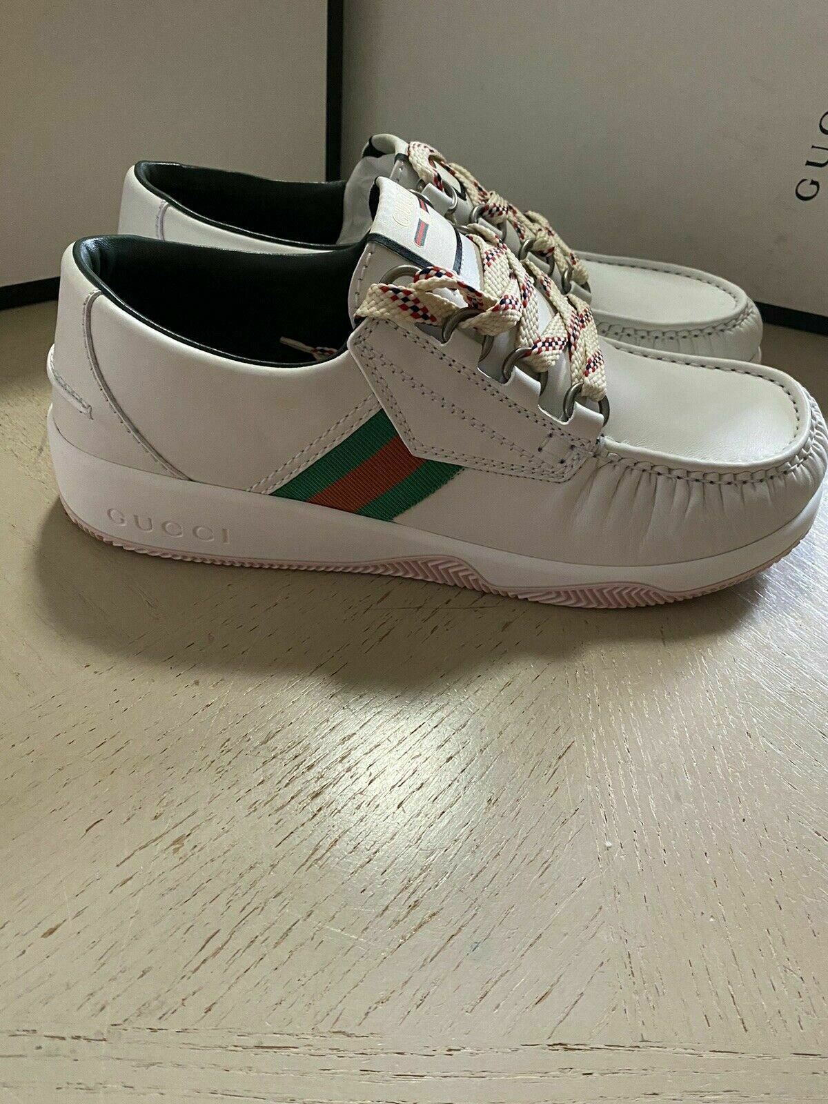 Neue Gucci Herren-Sneaker aus Leder, Weiß, 9 US (8 UK), Italien 575399 