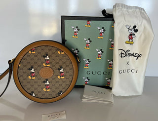 Neu mit Etikett: Gucci Disney Mickey GG bedruckte runde Mini-Canvas-Tasche, limitierte Auflage 603968 