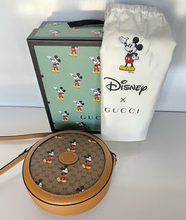 Neu mit Etikett: Gucci Disney Mickey GG bedruckte runde Mini-Canvas-Tasche, limitierte Auflage 603968 