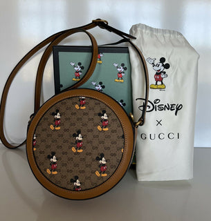 Neu mit Etikett: Gucci Disney Mickey GG bedruckte runde Mini-Canvas-Tasche, limitierte Auflage 603968 