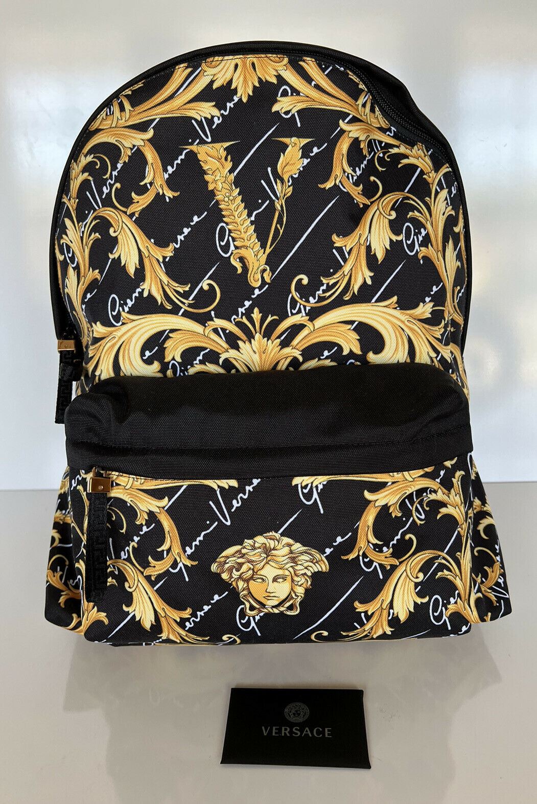 NWT $1150 Versace Barocco Signature Printed Nylon Backpack Made in Italy 1002886