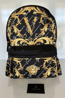 NWT 1150 $ Versace Barocco Signature bedruckter Nylonrucksack, hergestellt in Italien 1002886
