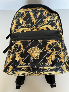 NWT 1150 $ Versace Barocco Signature bedruckter Nylonrucksack, hergestellt in Italien 1002886